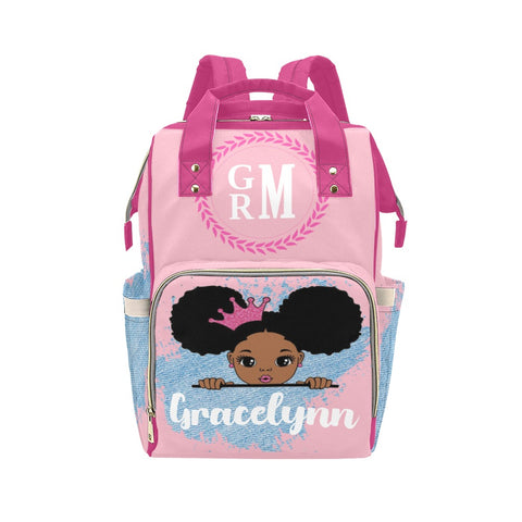 Personlized Custom Multi-Function Backpack/Girl Diaper Bag with a Lord Prayers