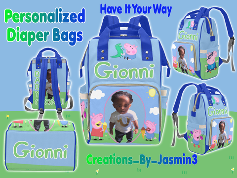 Personalized Custom Multi-Function Backpack/ Diaper Bag